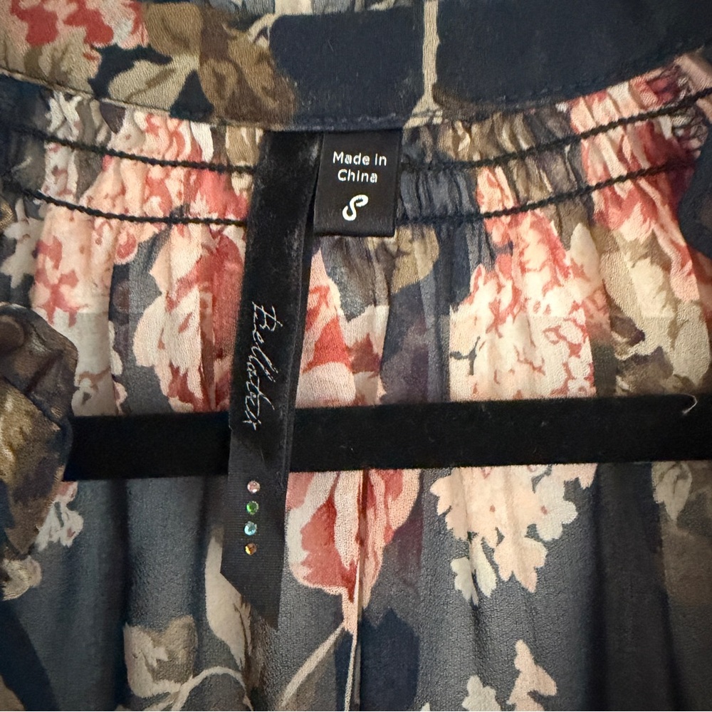 Bellatrix Floral Sheer Blouse - Navy and Pink - Picture 3 of 3